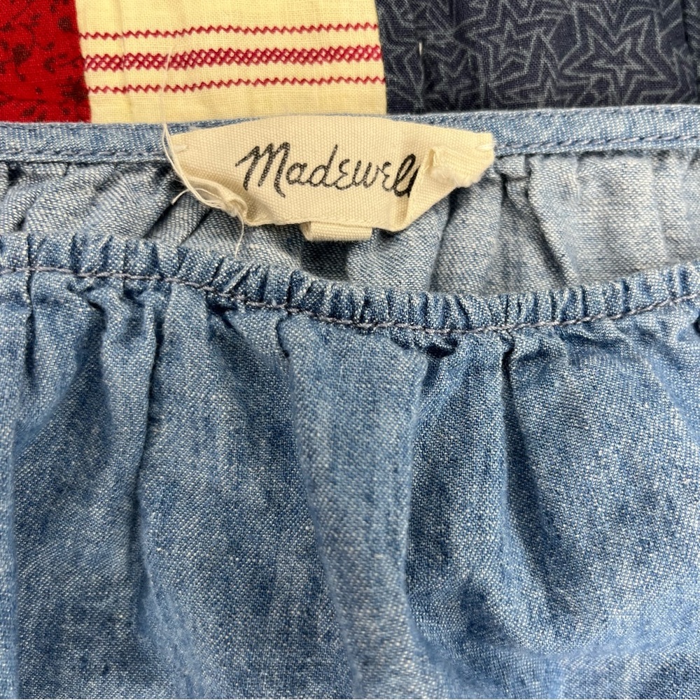 Madewell Cold Shoulder Linen Chambray Top Medium - Picture 4 of 7